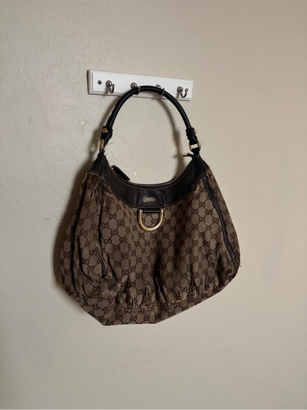 Gucci Abbey D-Ring Canvas Hobo Bag – Brown GG Monogram – Repair Project